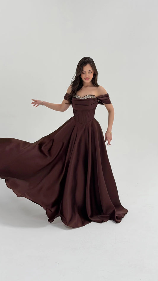 Soft Glam Brown Evening Dress