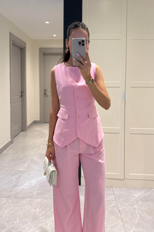 Premium Belted Back Linen Suit