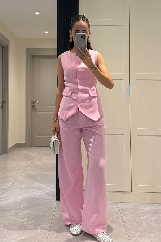 Premium Belted Back Linen Suit