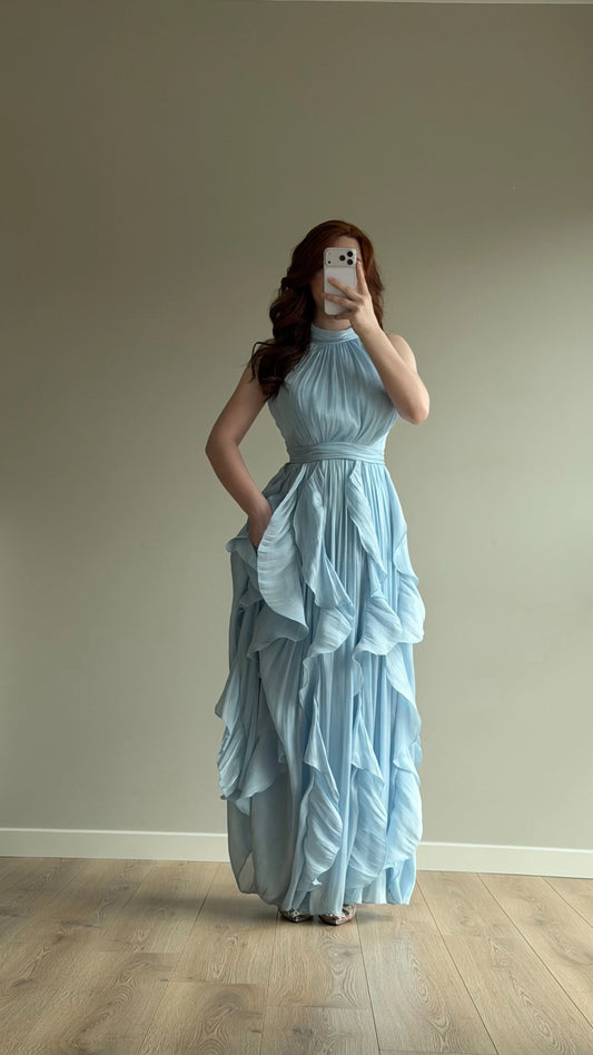 Passion Ruffle Baby Blue Dress