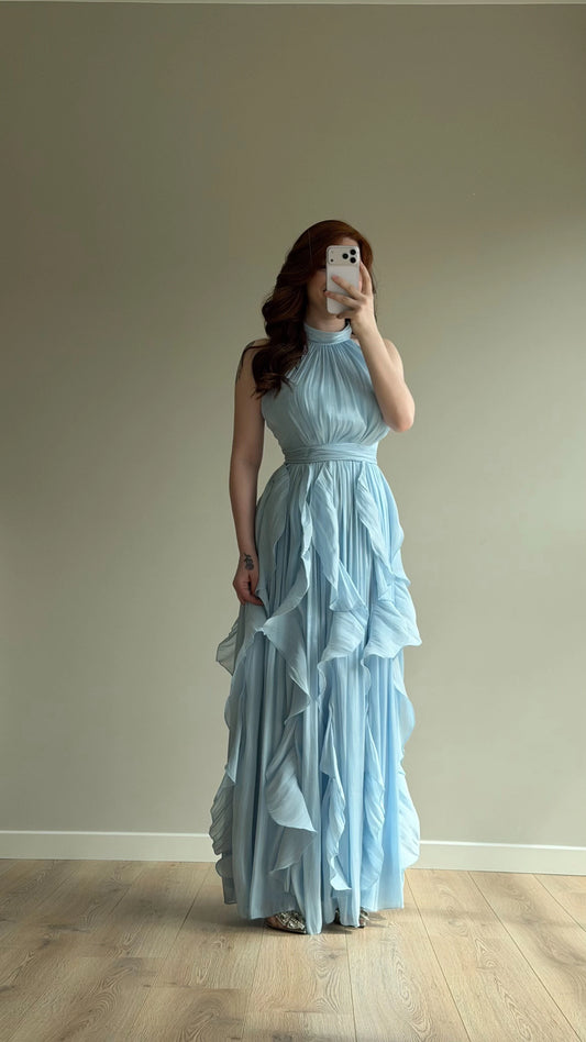 Passion Ruffle Baby Blue Dress