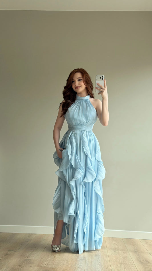 Passion Ruffle Baby Blue Dress