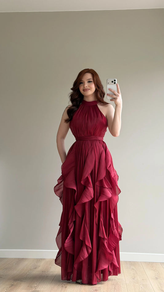 Passion Ruffle Bordo Dress