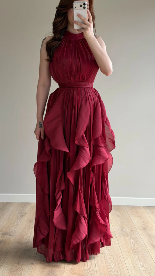 Passion Ruffle Bordo Dress
