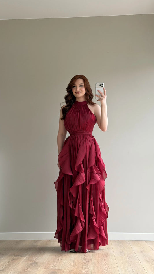 Passion Ruffle Bordo Dress