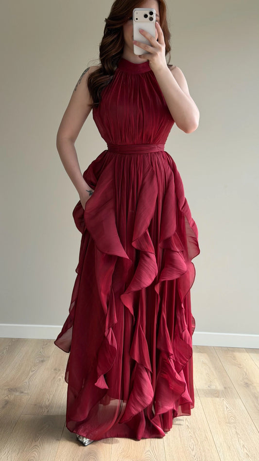 Passion Ruffle Bordo Dress
