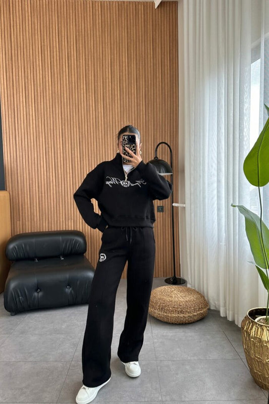 Wings Black Raised Tracksuit