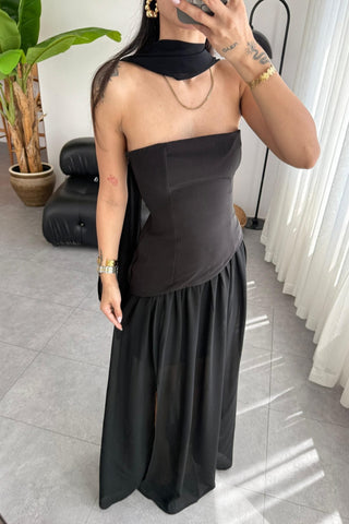 Trendy Scarf Strapless Dress