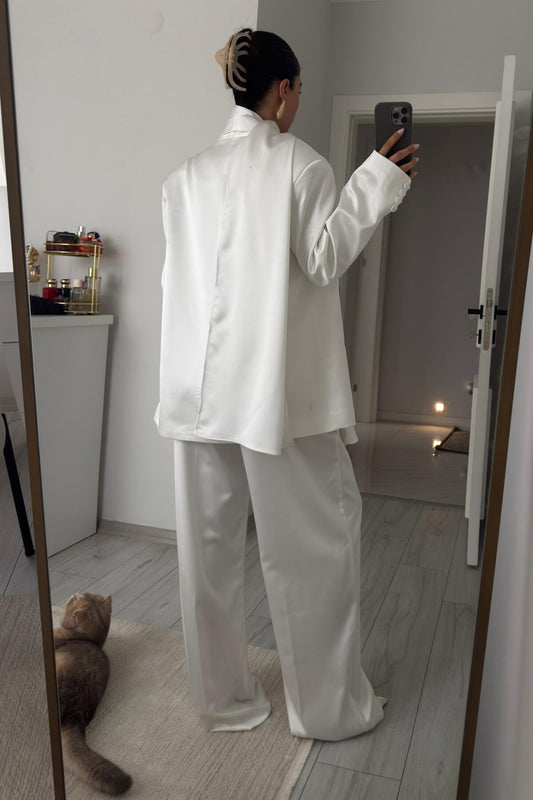 Pinterest White Embellished Satin Set