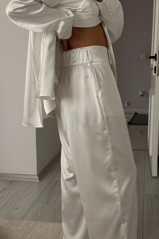 Pinterest White Embellished Satin Set