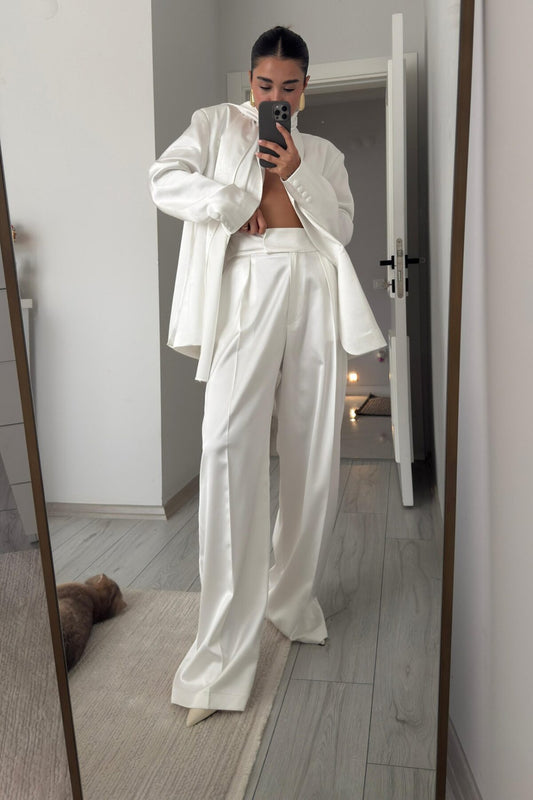 Pinterest White Embellished Satin Set