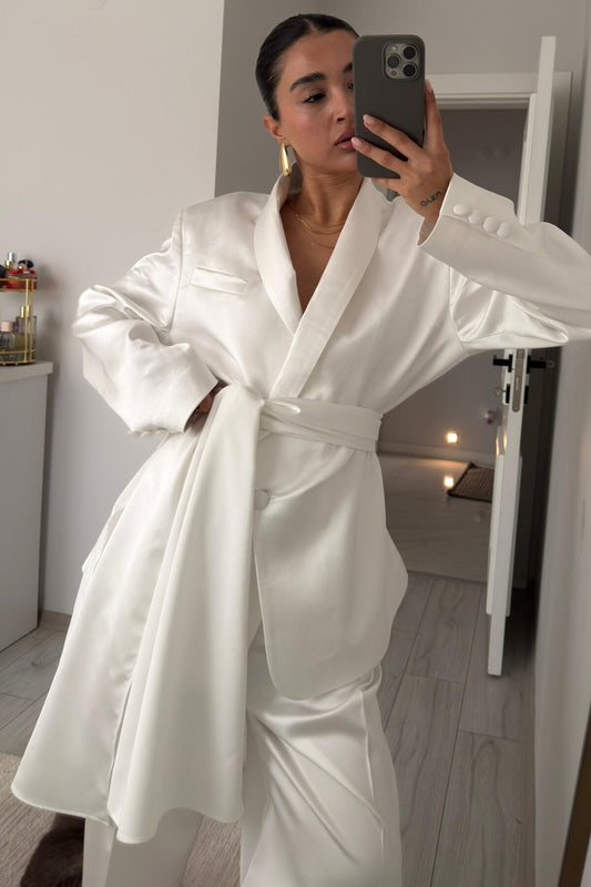 Pinterest White Embellished Satin Set