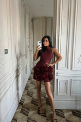 Cherry Freyya Mini with Rose Detail at the Hem Dress