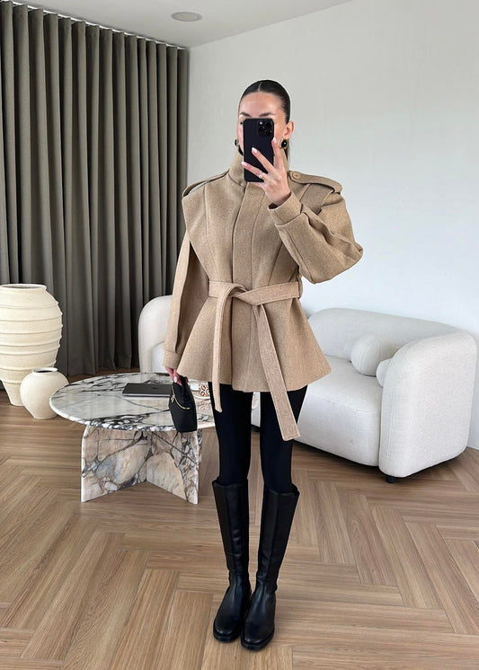 Flounced Cashmere Coat Jacket