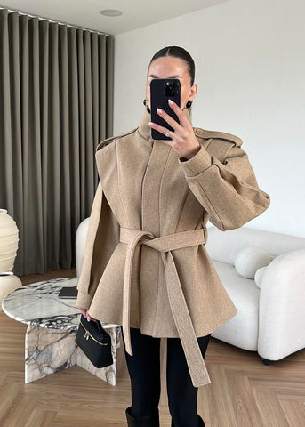 Flounced Cashmere Coat Jacket