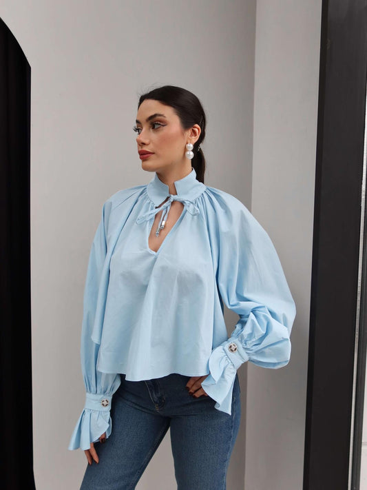 With Collar Tie Detail Shirt