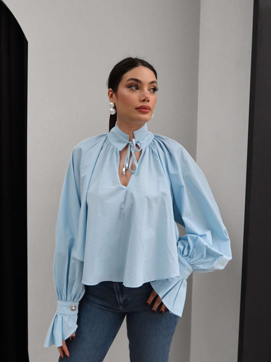 With Collar Tie Detail Shirt