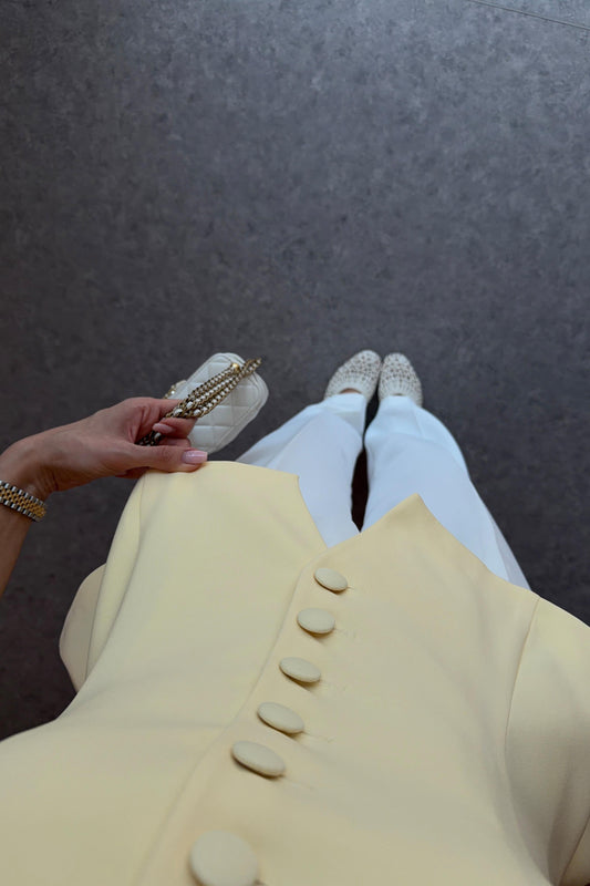 Yellow Lace Collar Blazer Top