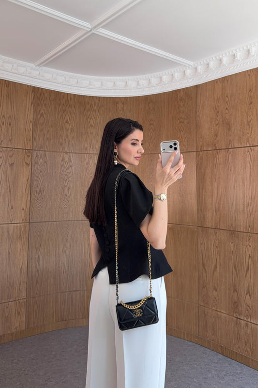 Black Lace Collar Blazer Top