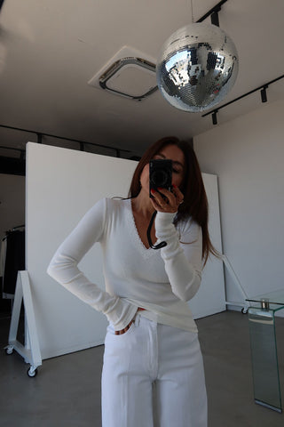 Long Sleeve with Lace Collar Blouse