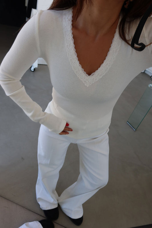 Long Sleeve with Lace Collar Blouse